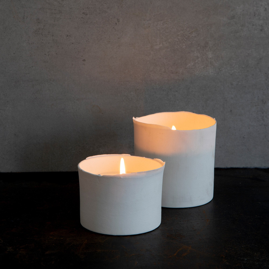 White Porcelain Candle & A Holder, Holder Mold, Romantic Gift, Christmas Candle, Green Tea Fragrance