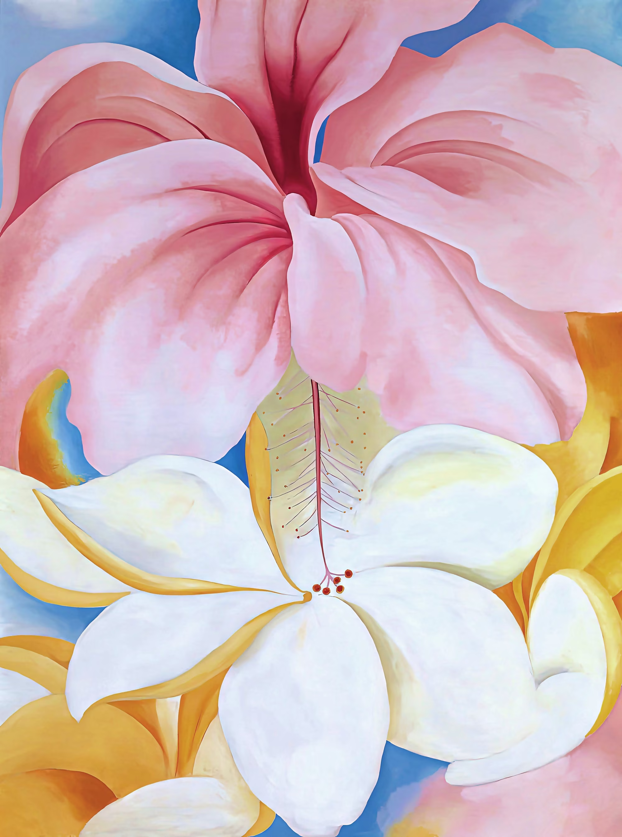 Hibiscus With Plumeria Painting By Georgia O'keeffe Art Reproduction