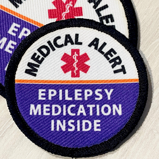 Epilepsy Medication Inside Medical Alert Patch | Custom ID For Medic Pouch, Supply Bag, Holder, Case Medicine Bag, First Aid Kit