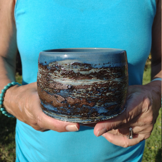 Modern Islands in The Mist Tea Bowl Series Version 2, Matcha Bowl, Fruit Cereal Handmade in Ca