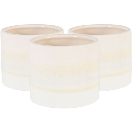 Reactive Glaze Plant Pots - 9cm - Natural - Pack of 3 - Nicola Spring