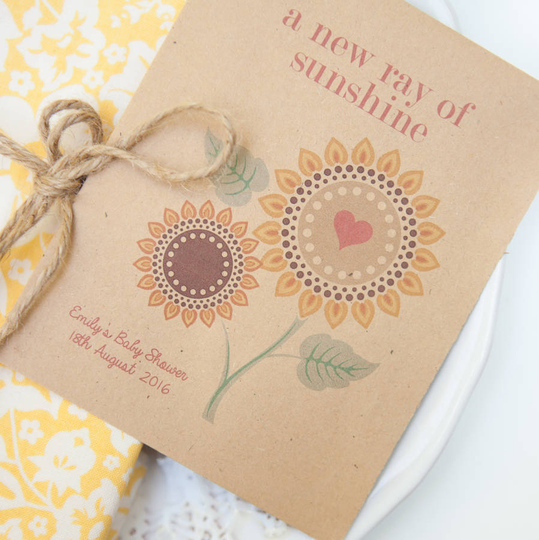 10 'Ray Of Sunshine' Seed Packet Baby Shower Favours