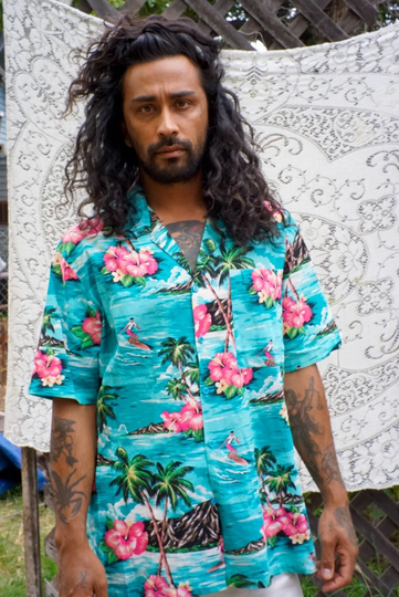 70S 80S Royale-Air Hawaiian Shirt Rad Dad Button-Down Teal Pink Retro Vacation Vintage Holiday Surf Beach Hibiscus Floral Ocean Sea Aloha L