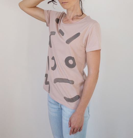Party Grey & Millenial Pink T-Shirt - Organic Cotton Woman T-Shirt 80S Print