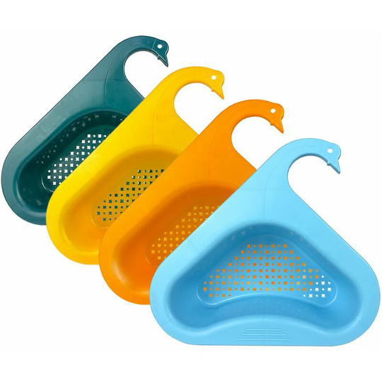 4 Piece Swan Drain Basket, Punch-Free Kitchen Sink Drain Basket, Swan Shaped Faucet Drain Basket, Triangle Kitchen Sink Strainer, Sink Drain Basket