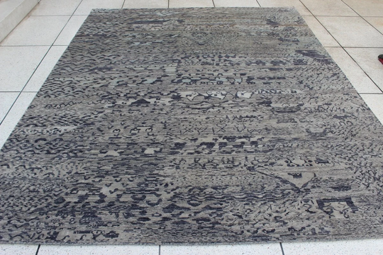 Gray 9x12 Ft Hand Knotted Wool Rug - Afghan Gabbeh Abstract Design Large Bedroom Area For Living Room, Dining Room