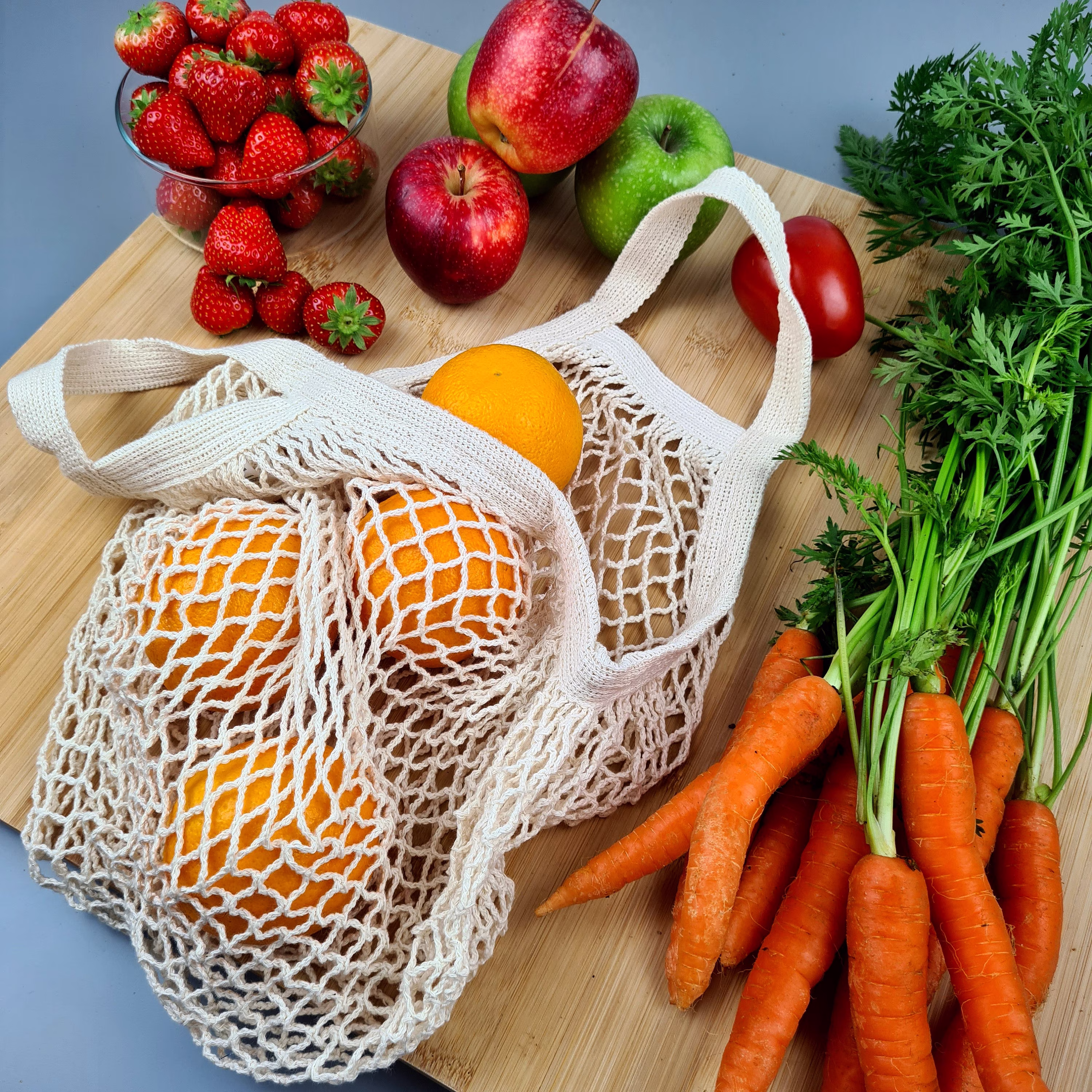 Mesh Market Bag - Gots Certified Organic Cotton Reusable String Shopper