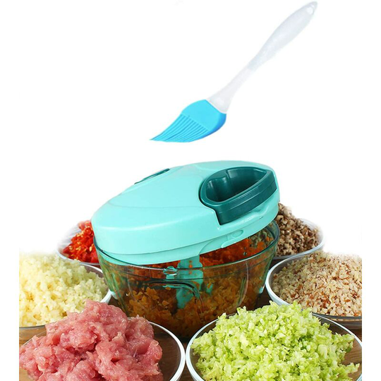 Devenirriche - 1.3-Cup / 330ml Pull String Manual Food Processor / Vegetable Slicer / Chopper / Dicer / Mincer / Blender - To Chop Fruits,