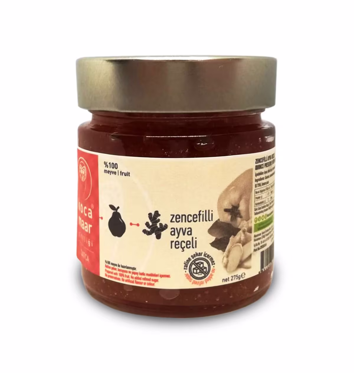Kocamaar Quince Jam With Fresh Ginger, Traditional Jams, Organic Jam, Turkish Anatolian Natural Jams 275 Gr