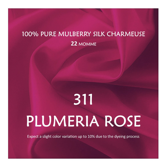 22 Momme Pure Mulberry Silk Charmeuse Fabric Plumeria Rose Grade 6A Charmeuse| Natura| 45