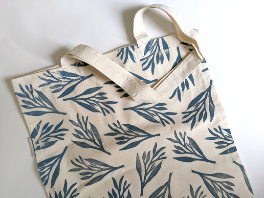 Organic Cotton Tote Bag, Hand Printed Nature Print Shoulder Cute Totebag, Birthday Gift, Gift For Friend