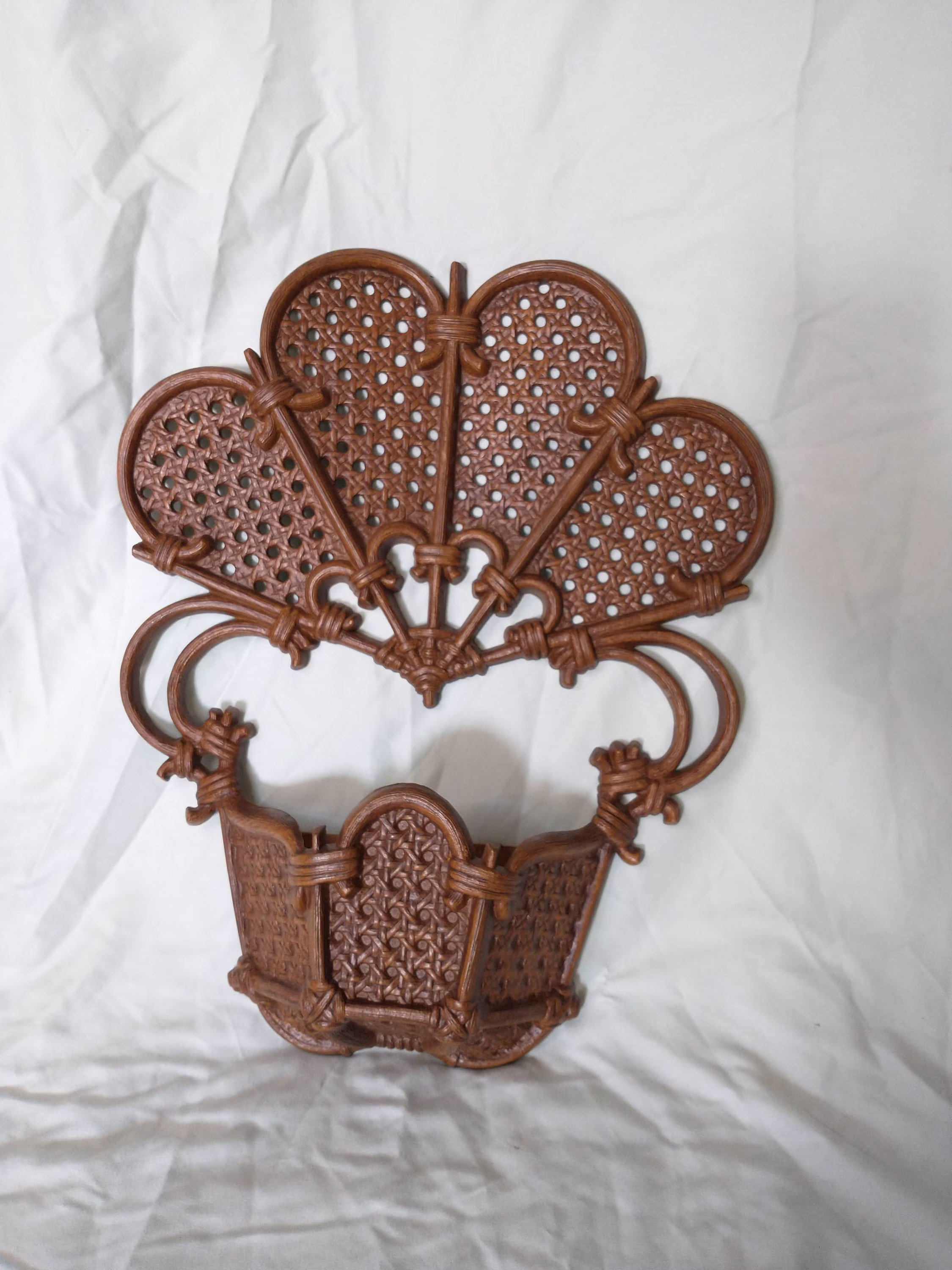 Vintage Wicker Peacock Wall Planter | Pocket Homco Look Plastic Two