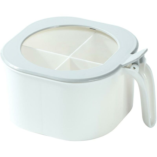 Aougo - 4 in 1 spice container, spice jar with lid/spice spoon, salt/sugar/cumin/pepper, color: white + light gray.