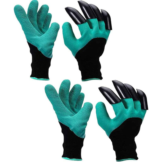 Garden Gloves with Claws, 2 Pairs Durable Dagger Waterproof Gardening Gloves, Home Garden Digging Work Gloves and Garden Planting Tool Gloves