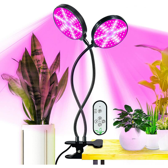 Indoor Grow Light, usb Grow Light 30W Full Spectrum, Automatic Timer for Greenhouse, Gardening, Succulents (2 heads) - Muff