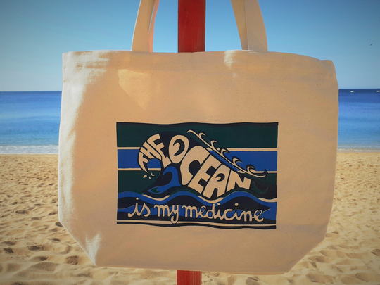 Cotton Bag With Serigraph Printing "The Ocean Is My Medicine