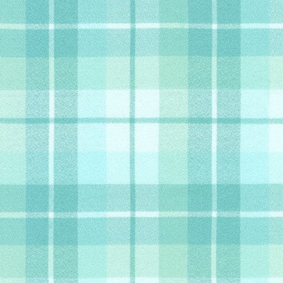 Aqua Blue Mammoth Organic Plaid Flannel Cotton Fabric - Robert Kaufman