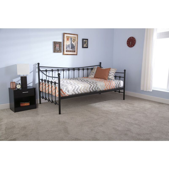 3 Ft Single Day Bed Frame Only Steel Black Powder Coated Finish Guest Spare Bed