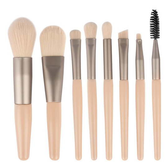 Muff - Morandi 8 Makeup Set Brushes Loose Powder Highlight Blush Eyebrow Brush Lip Brush beige