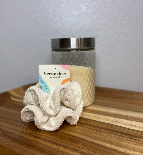 Towel/Spa Scrunchies, Set Of 2, Organic Natural Cotton, Absorbent Cotton Scrunchie