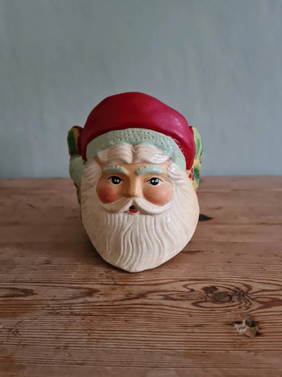 Vintage Santa Claus Decorated Christmas Flower Pot