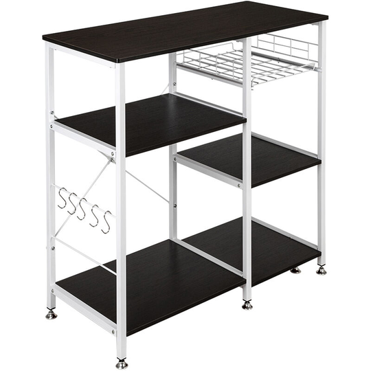 35.5' Kitchen Baker's Rack Utility Storage Shelf Microwave Stand 3-Tier 3-Tier Table For Spice Rack Organizer Workstation Dark Brown