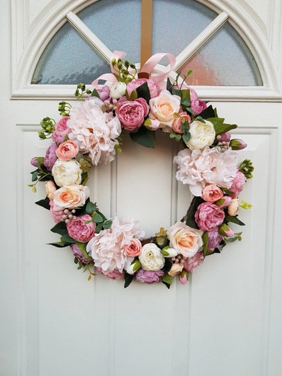 All Season Wreath, Handmade Decorative Door Wreath , Artificial Floral Spring , Summer