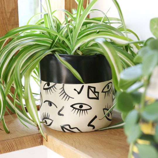 Large Ceramic Eyes & Lips Planter, H14cm