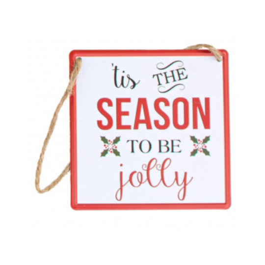 Tis The Season To Be Jolly Metal Sign Wreath Decoration