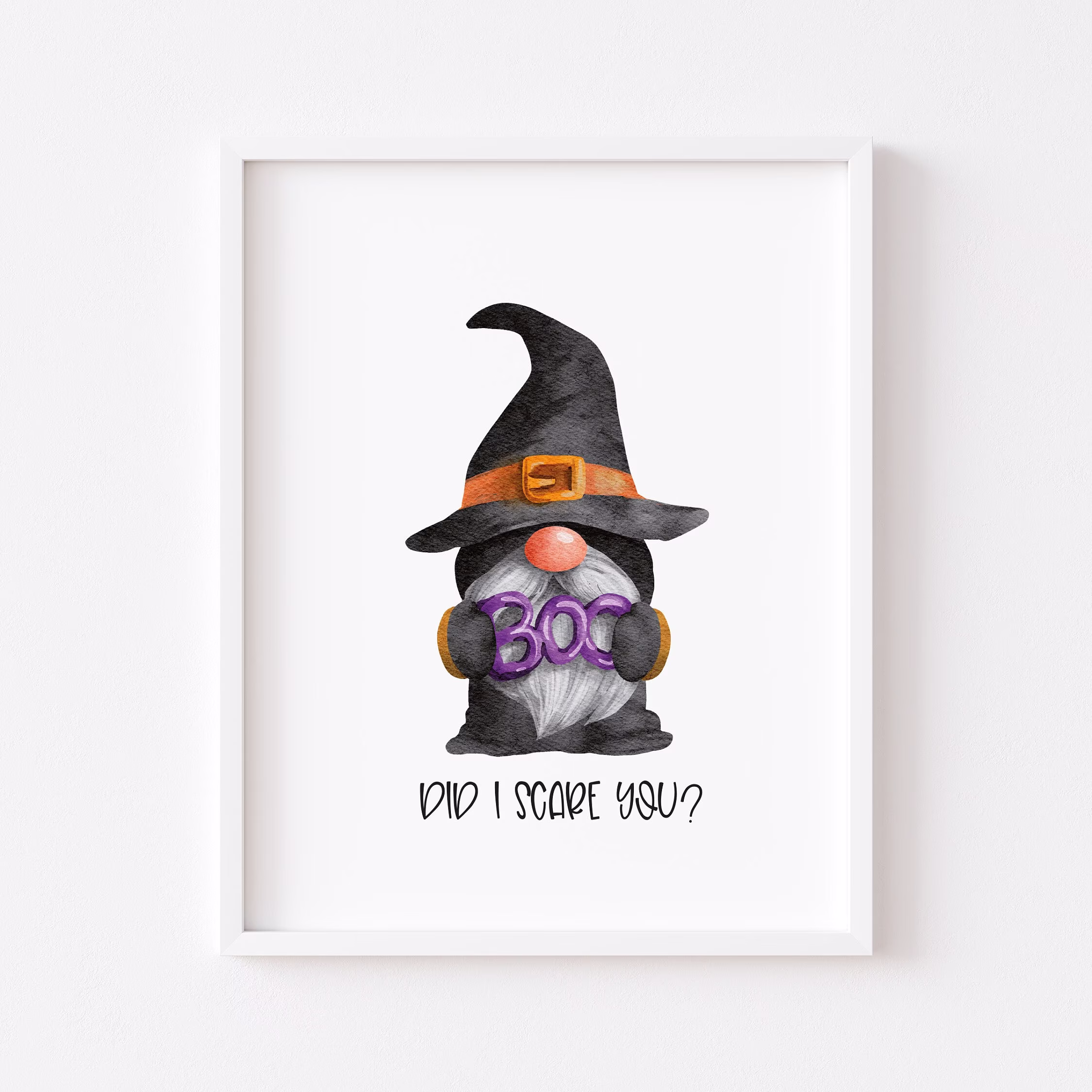 Halloween Print Boo Did I Scare You? Watercolour Gonk Style Unframed Print|Halloween|Halloween Decor|Seasonal Prints