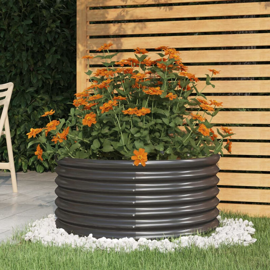 Asupermall - Garden Planter Powder-coated Steel 80x80x36 cm Anthracite