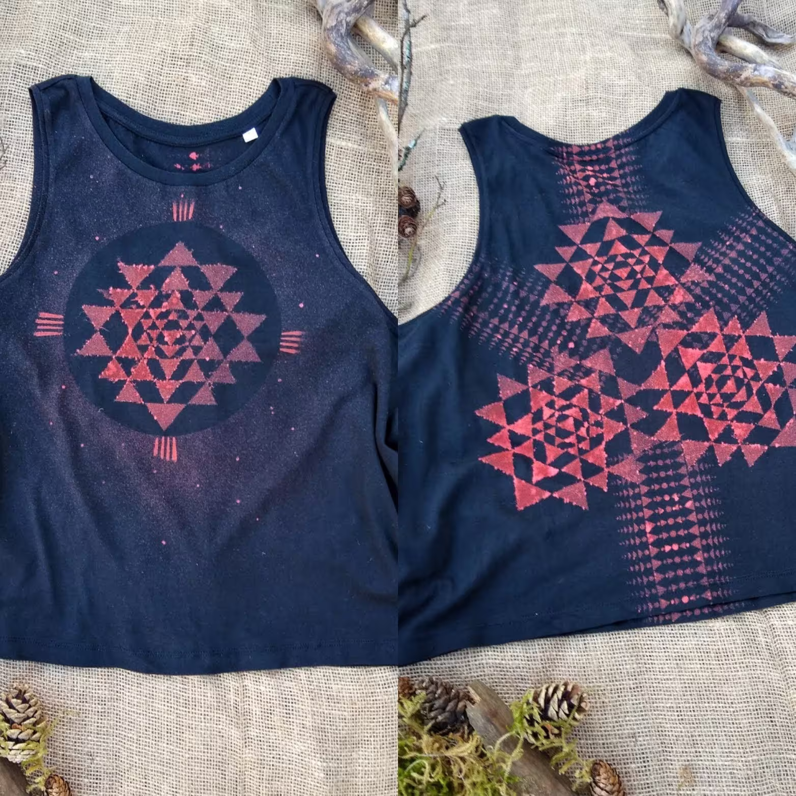 Organic Cotton Shri Yantra Top/ Tank Top/ Sacred Geometry Tank Vegan Pixie Psy Top