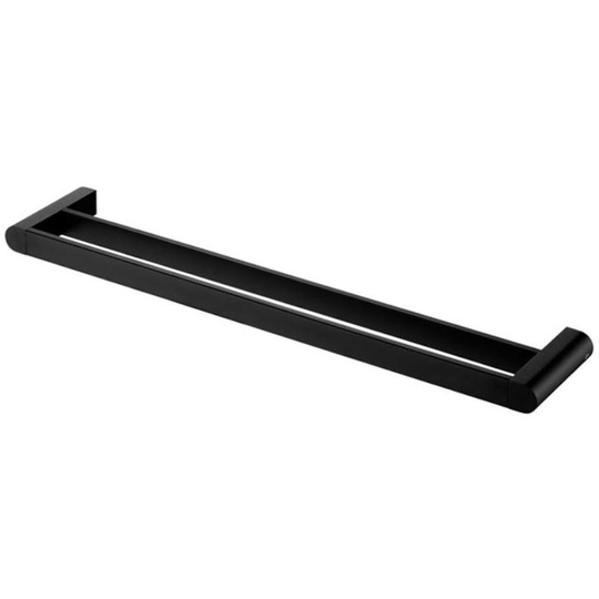 Double Towel Bath Bar Hanger Wall Mounted Bathroom Black Powder Coated Zamak