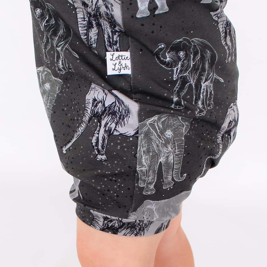 Organic Baby Romper - Elephants Slip On Baby Girl Outfit Newborn Long Toddler Kids Grey