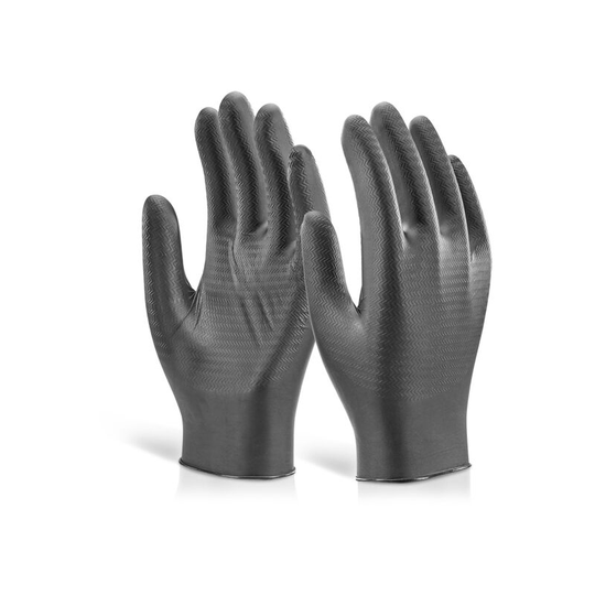 Nitrile disposable gripper glove powder free bl l (9) - Black - Black - Click