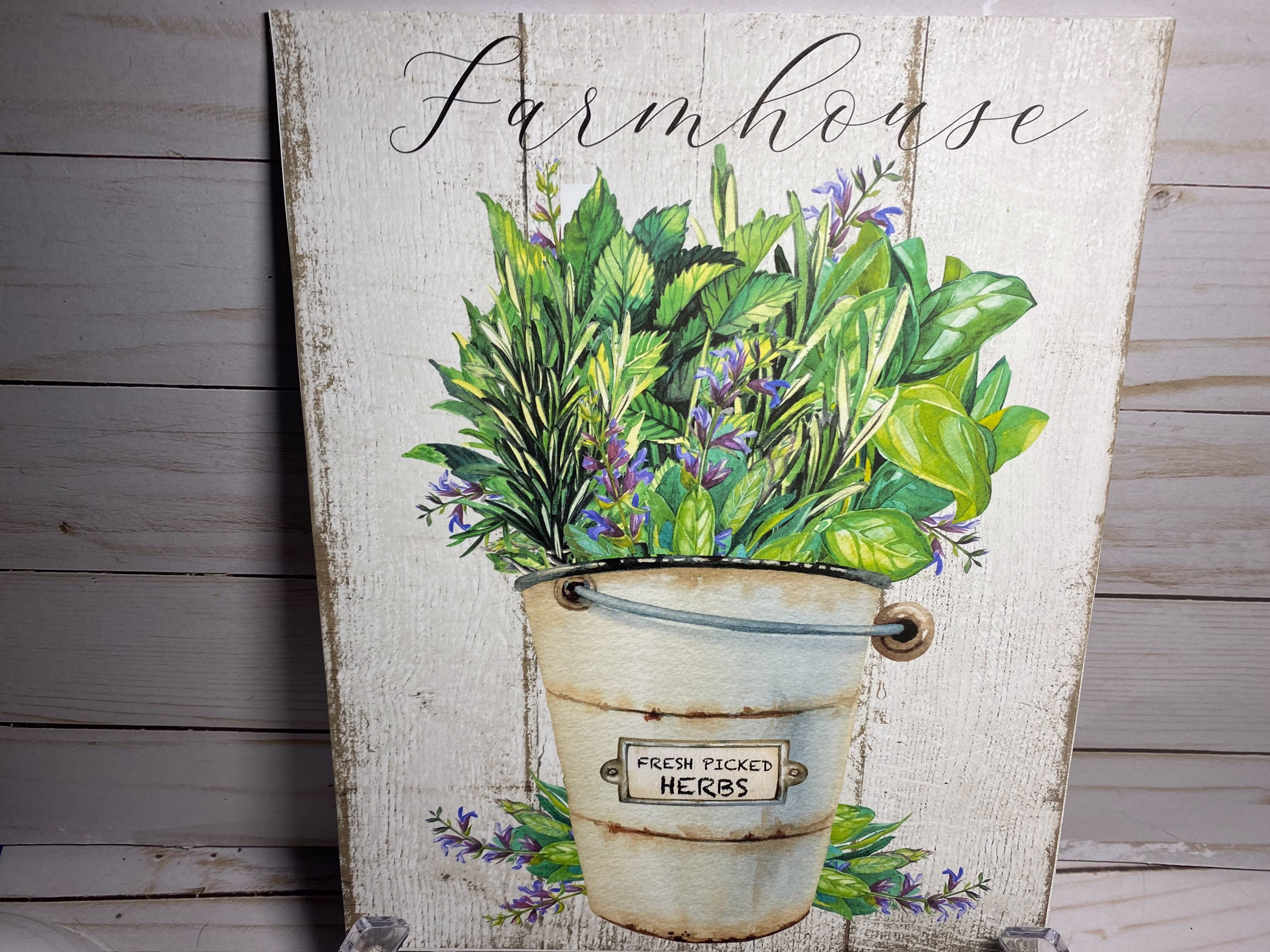 Farmhouse Kitchen Wall Art/Fresh Picked Herbs Sign/Country Herb Decor