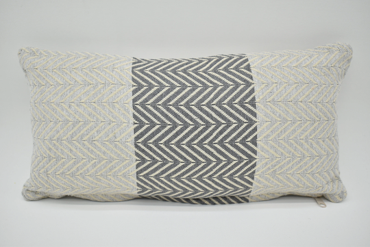 Turkish Pillow, Cushion Cover, Soft Lumbar Organic Cotton Both Sided Gray Chevron 8"x16