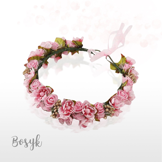 Blossom Cherries & Roses Headband, Powder Pink, Headband For Girls, Flower Wedding For Girls, Crown Flowers