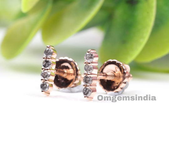 Salt & Pepper Diamond Stud Earrings | Pairs Piercing Jewelry Studs Om0015