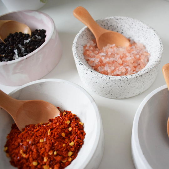 Concrete Seasoning Cellar & Wooden Spoon | Salt Pot Pinch Kitchen Gift