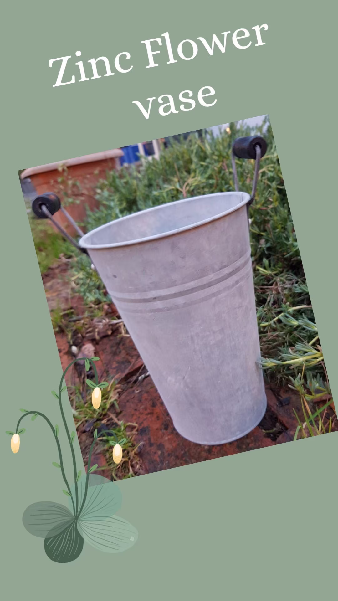Zinc Flower Vase - With Side Handles