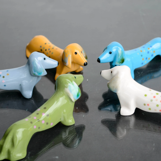 Porcelain Dachshund Gift, Art, Dog Lover Doxie, Sausage Dog, Wiener Beagle, Funny Dog Tag, Figurine Art