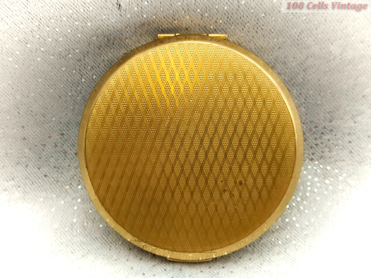stratton-Minimalist Gold Tone-Vintage Ladies Powder Compact -8cm