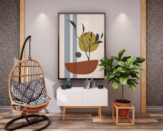 Decorative Leaf Printable Wall Poster, Modern Herb Art Digital Download, Minimalist Poster