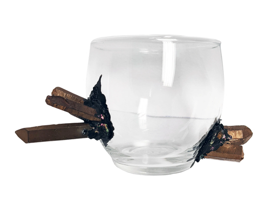 Mini Crystal Adorned Planter With Bronze Crystals, Geode Glass, Planter, Quarts Crystal Planter