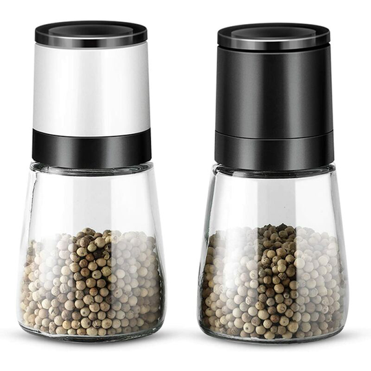 Osqi - Manual Salt Grinder, 2 Pieces Manual Salt Mill Pepper Grinder Ceramic Grinding Season to Perfection with Adjustable Coarseness Easy to Fill