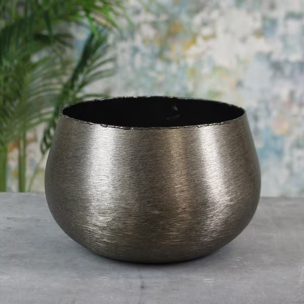 Hyde Park Brushed Black Pot Cover | xl Indoor Planter Bowl Vase - Fast & Free UK Delivery