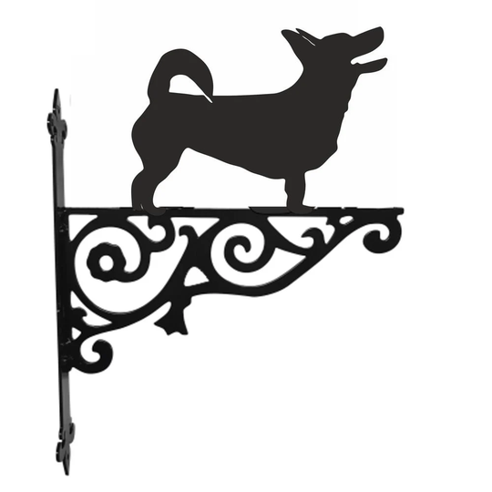 Lancashire Heeler Ornamental Hanging Bracket - Contemporary Basket Wall Mounted Decorative Garden Black