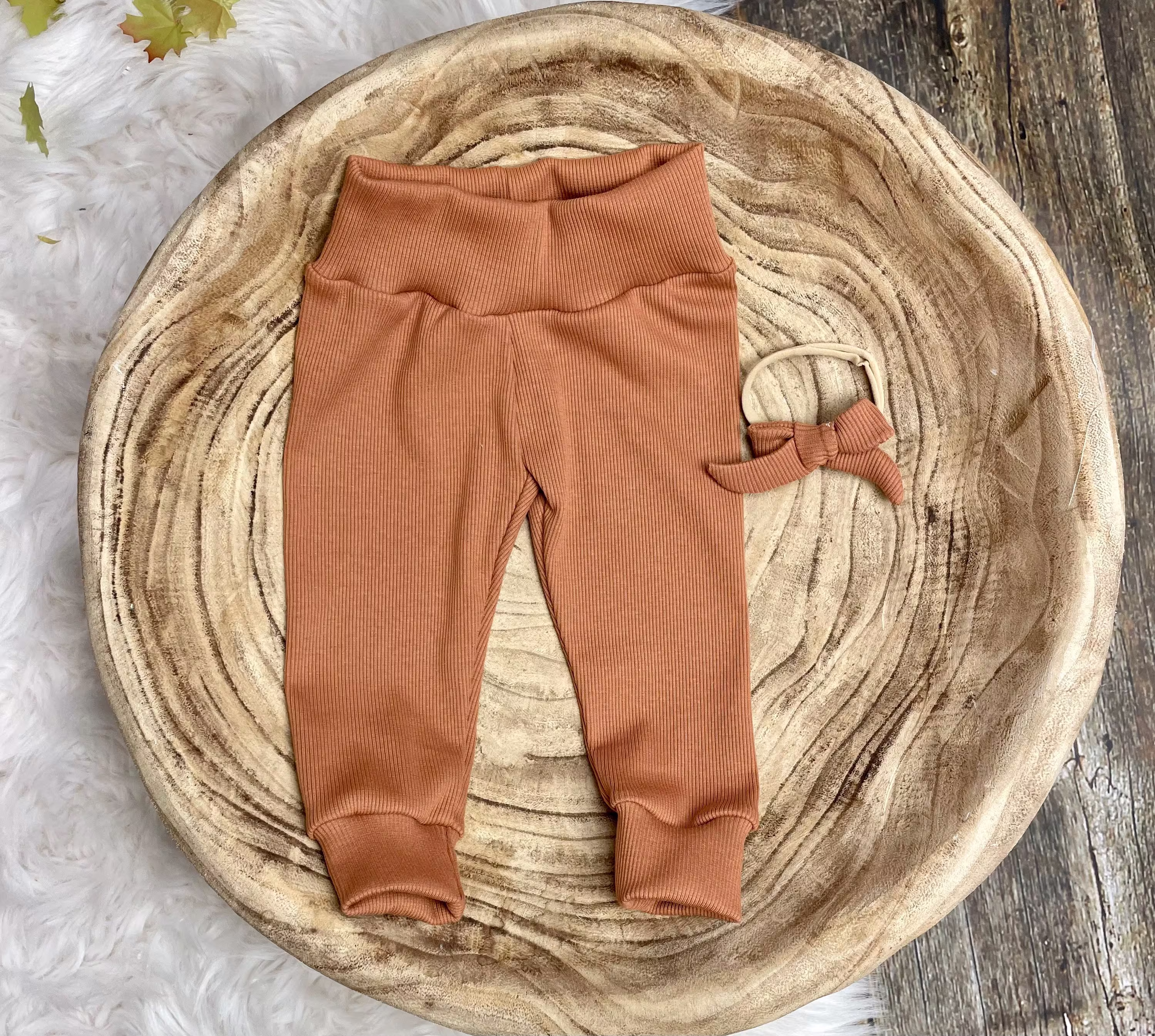 Copper Ribbed Organic Knit Joggers/Rust Organic Knit Joggers/Gender Neutral Baby, Toddler/Fall Pants/Fall Clothes/Premie Clothing