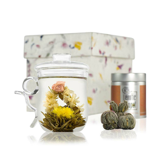 Flowering Tea Glass Infuser Mug Set